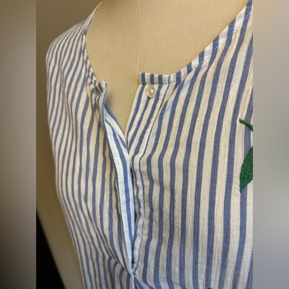 Nice Things Paloma S. White Blue French Striped Cotton Blouse women's Medium - Picture 4 of 12